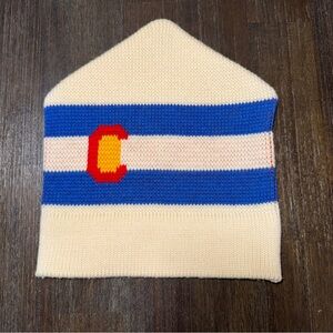 Stylish Cream and Blue Knit Hat